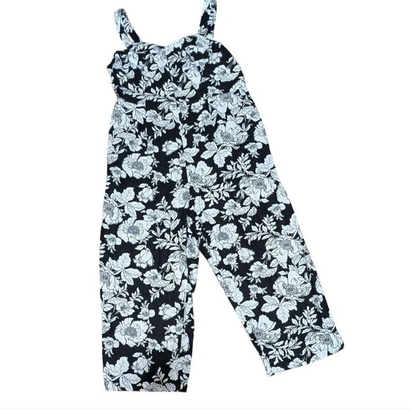 NWT Old Navy jumpsuit size 2X black white floral smocked linen cami cropped - Picture 11 of 11